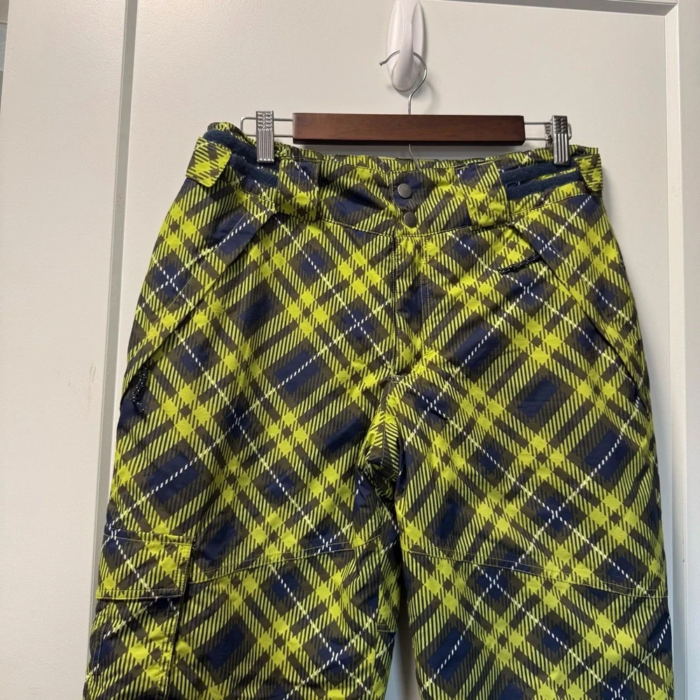 Boys‎ Columbia Omni-Heat Snow Pants Ski Snowboard Green Black Plaid Winter 18/20